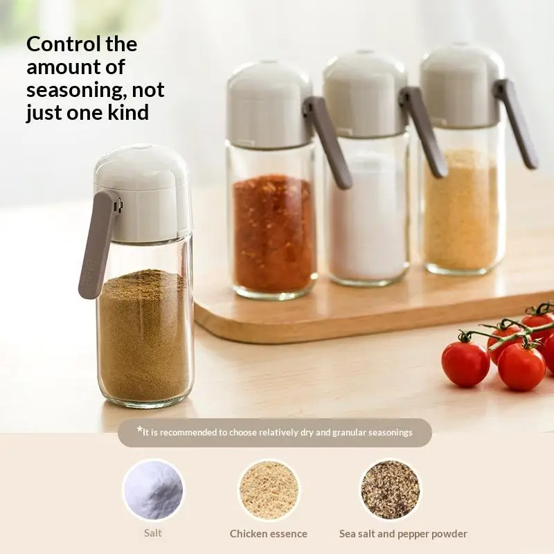 Salt and Pepper Shakers 1Pcs Quantitative Glass Seasoning Jar Portable Leakproof for Restaurant Kitchen Cooking Baking Use