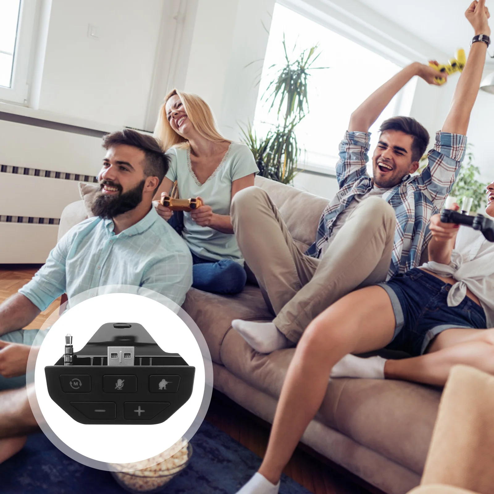 

1Pcs Headset Audio Adapter for One Controller Stereo Game Chat Volume Balance Microphone Mute Headphone Converter