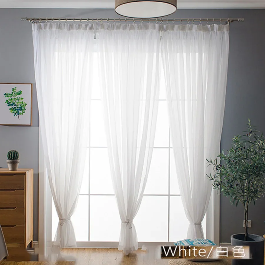 Champagne Sheer Window Curtains for Living Room Modern Colorful Solid Tulle White Voile For Wedding Decoration Materials #4