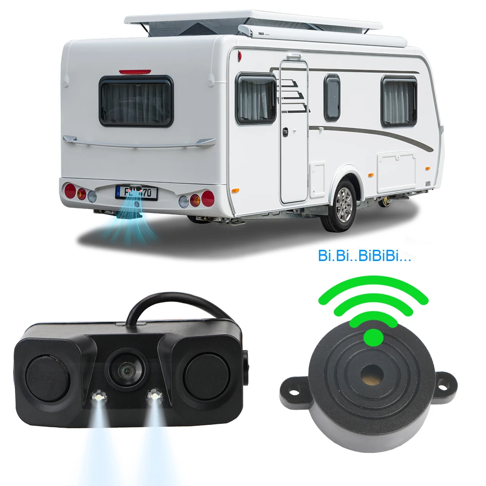 

12V RV Parking Radar Sensors Rear View Camera Warning Alarm Buzzer LED Lights Automobile Parktronics PDC Car Rearview Cameras