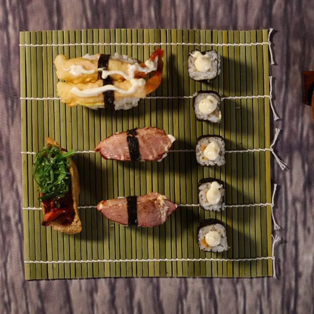 

Бамбуковый коврик для приготовления суши 24x24 см, зеленый, 1 шт., для домашнего использования, легко моется, для профессиональной японской кухни