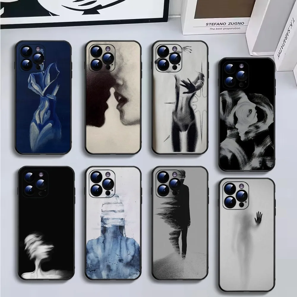 

Abstract niche personality Phone Case For iPhone16,15,14,13,12,11 Plus,Pro Max,XS,X,XR,SE,Mini,8,7,Soft Silicone Black Cover