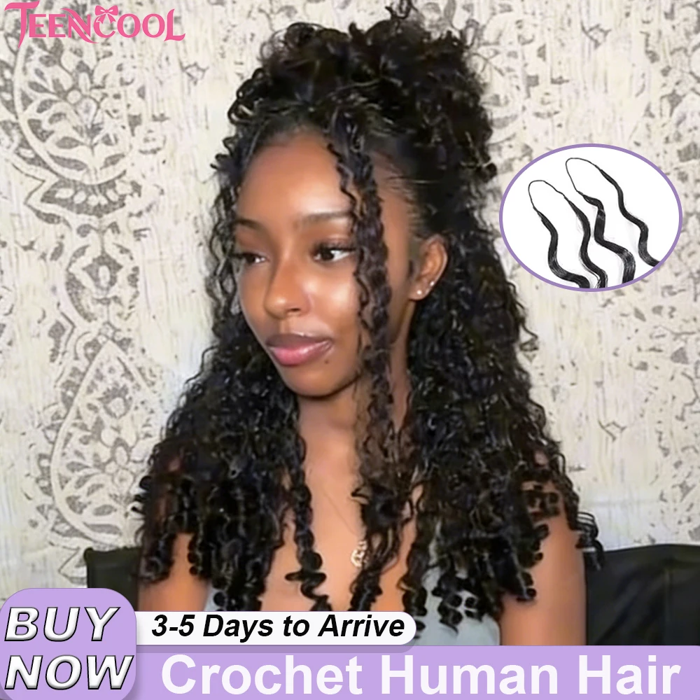 

12A Small Spirals Burmese Curly Crochet Human Hair 30 Inches Knotless Pre-Separated Natural Black Kinky Straight Kinky Curly Human Hair Wigs