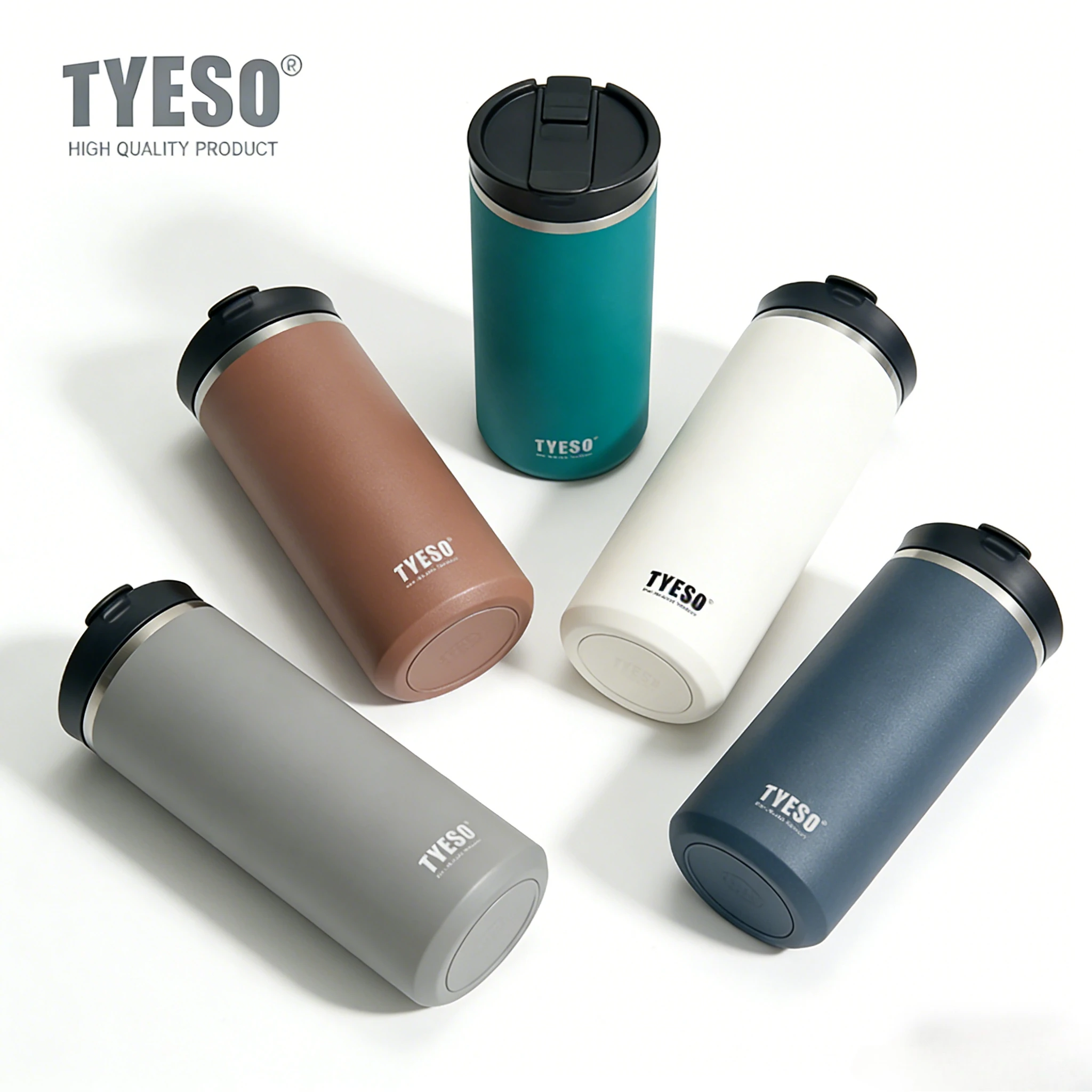 Tyeso 750ml French Press Vacuum Flasks Mug Stainless Steel Cold Brew Coffee Maker Tea Infuser Double-Wall Insulated Thermoses