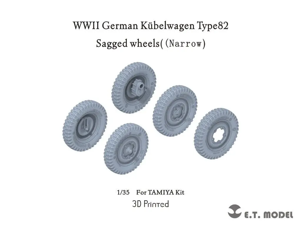 

ET MODEL P35-138 WWII German Kübelwagen Type82 Sagged wheels((Narrow) For TAMIYA Kit (Not Include Tank)