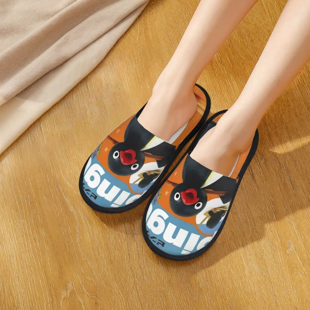 Noot Pingu Meme شبشب شتوي لغرفة النوم Penguin TV شبشب منزلي ناعم من الفراء شرائح غير قابلة للانزلاق #5