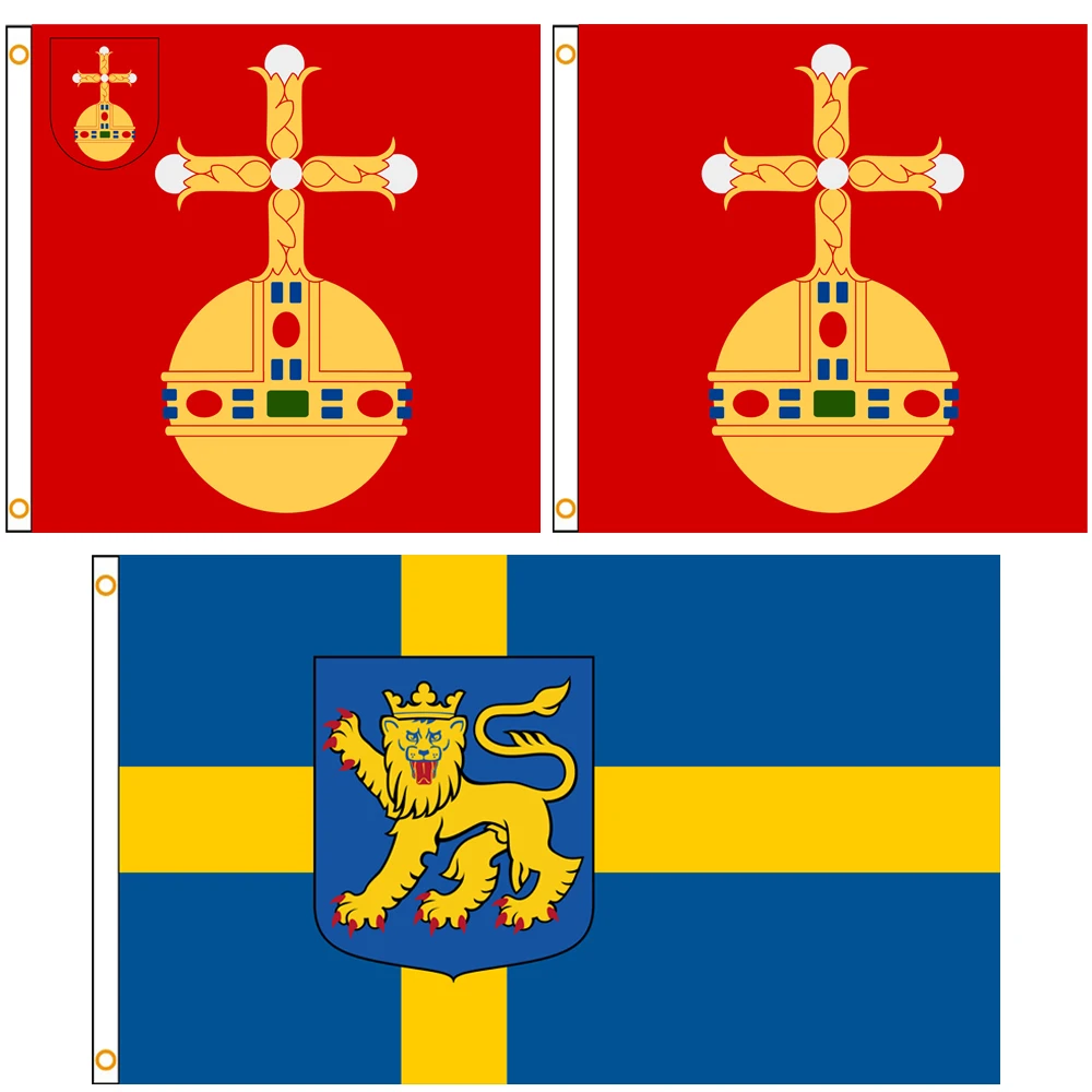 60×90 90x150 120×180CM Uppsala Emblem Flag Polyester Printed Banner County city of Sweden Tapestry For Decor