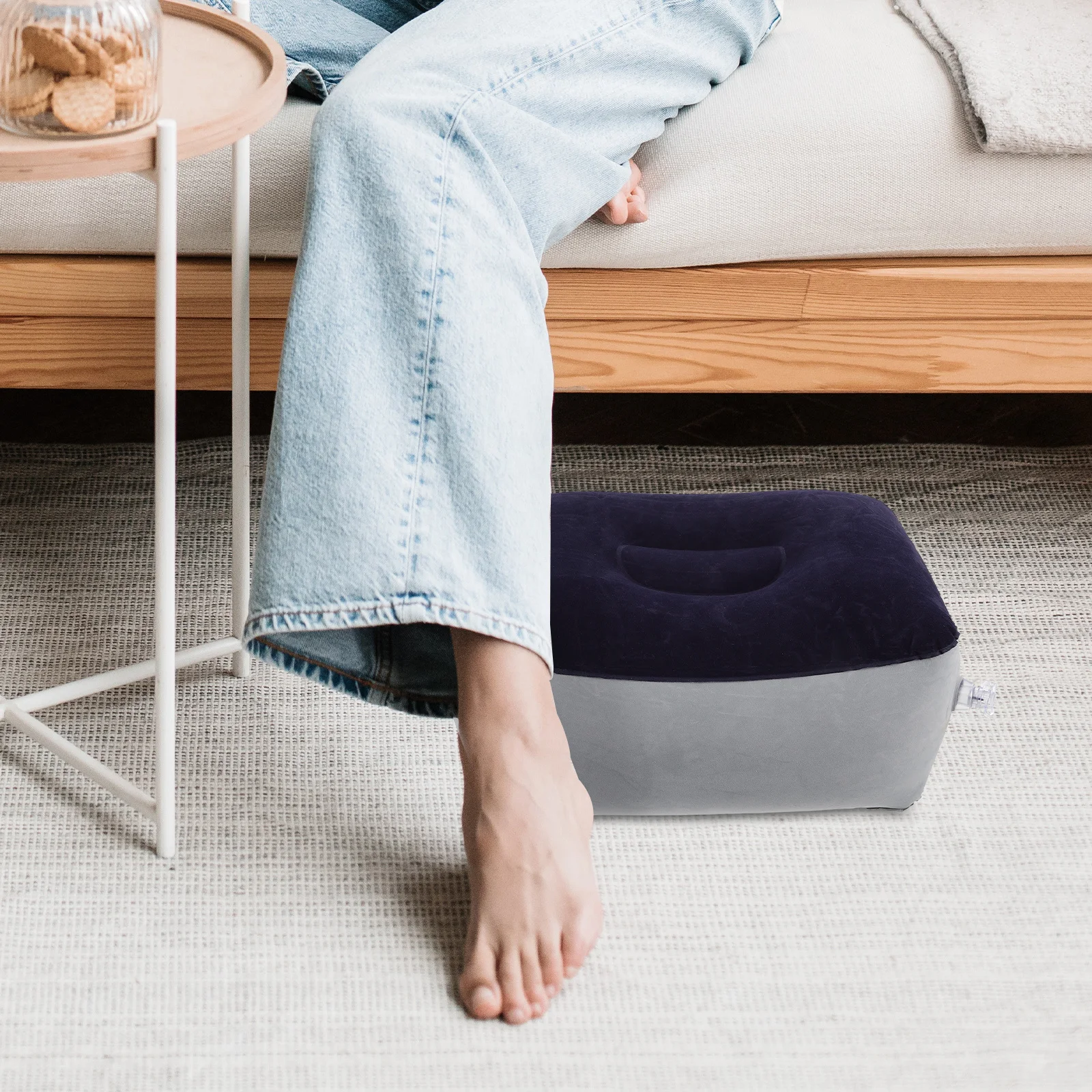 

Inflatable Foot Rest Portable Travel Footrest for Airplane Car Train Camping Quick Inflate Anti Slip Leakproof Cushion