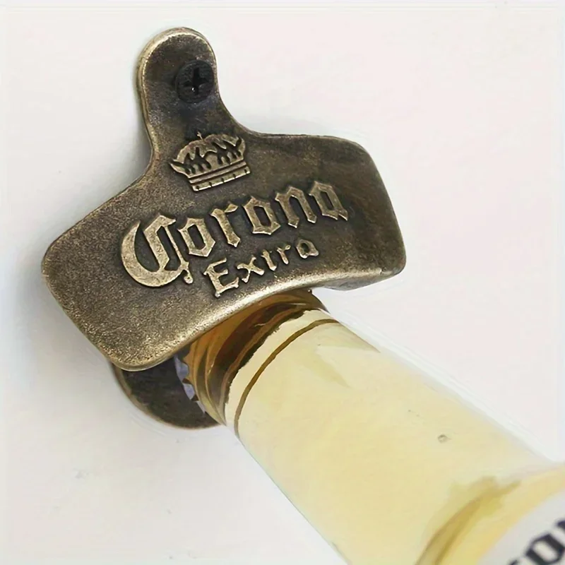 Old style wall mounted bottle opener with screws for easy installation, perfect for home bars and cafes, wine accessories