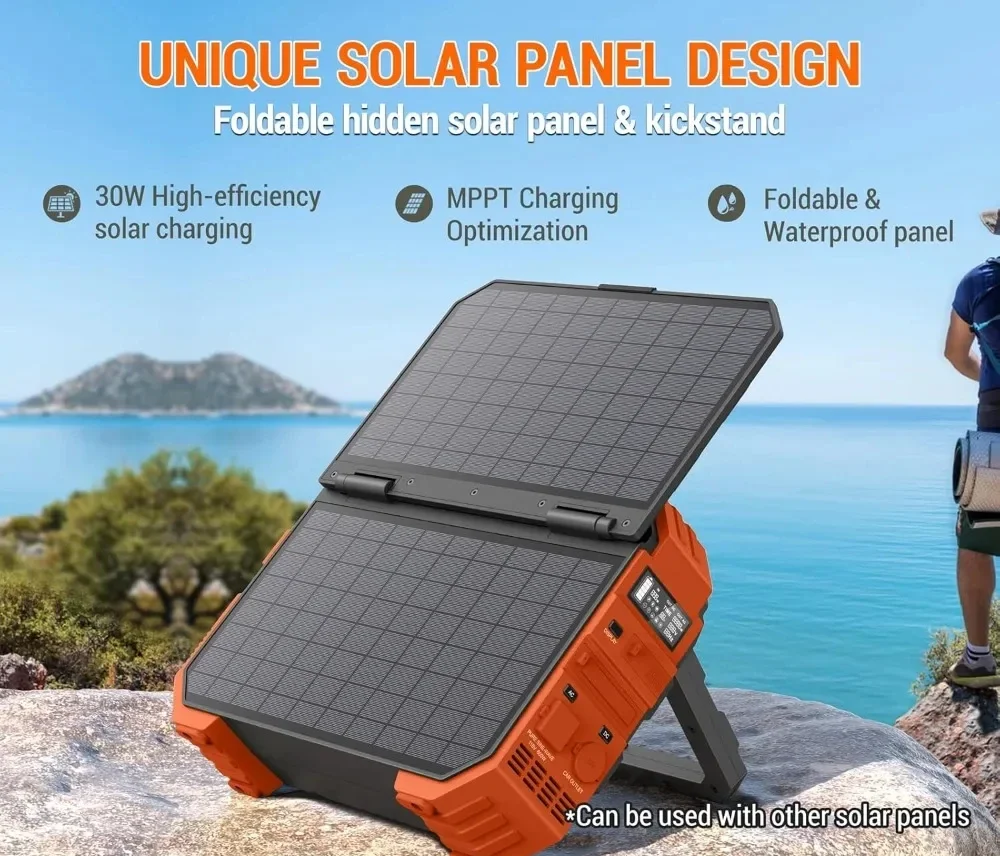 tt Portable Power Station with Built-In Solar Panel