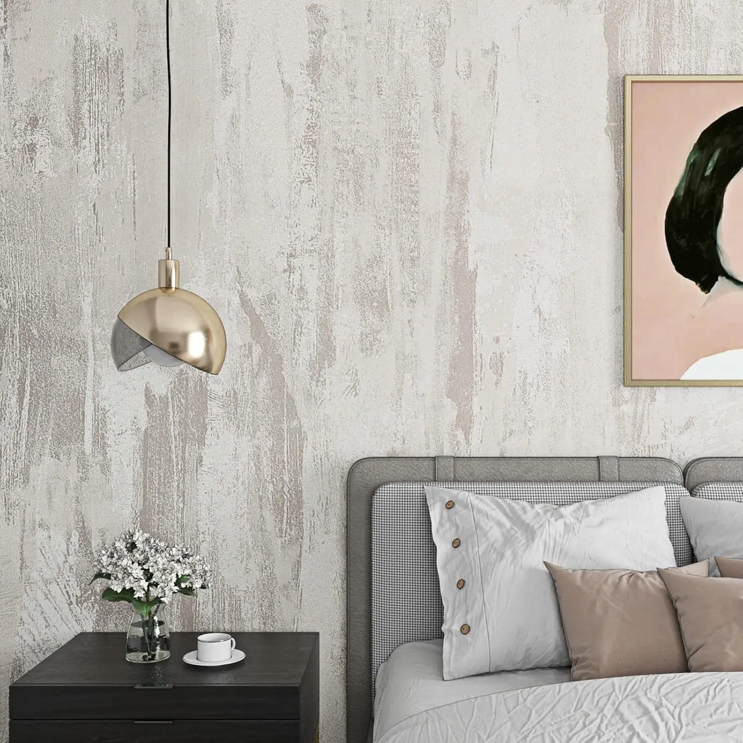 

Concrete Peel and Stick Wallpaper 24x394 for Bedrooms Basement Textured Industrial Whitewash Distressed Metallic