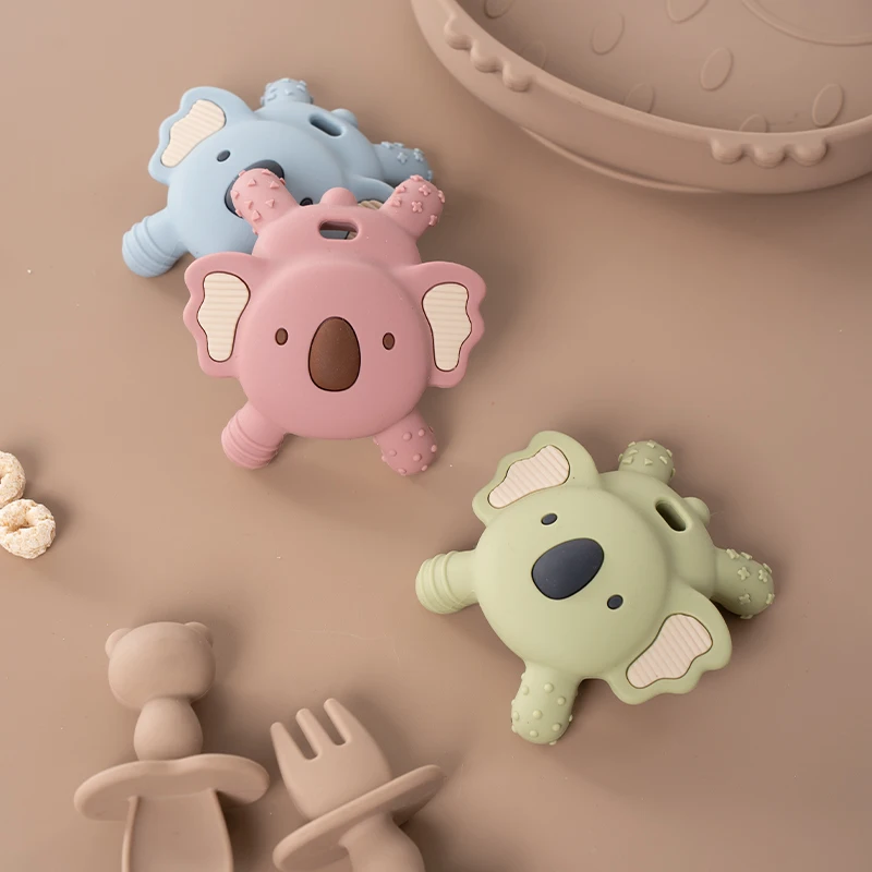 1PC เด็กเกรดอาหารซิลิโคน Teether BPA ฟรีทารก Teething ของเล่นการ์ตูน Koala Sensory ของเล่นสําหรับเด็กวัยหัดเดินทารกอุปกรณ์เสริม