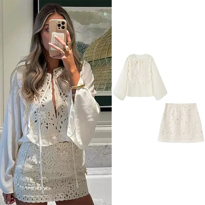 

Пляжная одежда, летние костюмы, женские длинные платья с вышивкой 2024, праздничная одежда, юбки, женский комплект из двух предметов, костюм