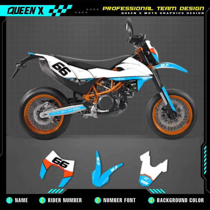 

Queen X MOTOR Motocross Graphics Background Decals Stickers Kits For KTM SMC-R 690 2012 2013 2014 2015 2016 2017 2018