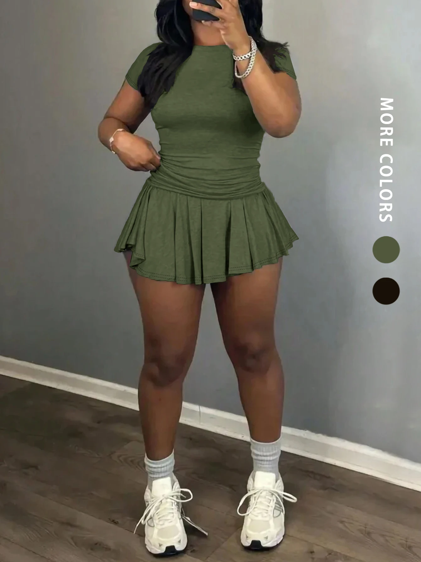 

Женская летняя милая футболка, мини-юбка, шорты, сексуальный клубный стиль, облегающая спортивная одежда, повседневная одежда