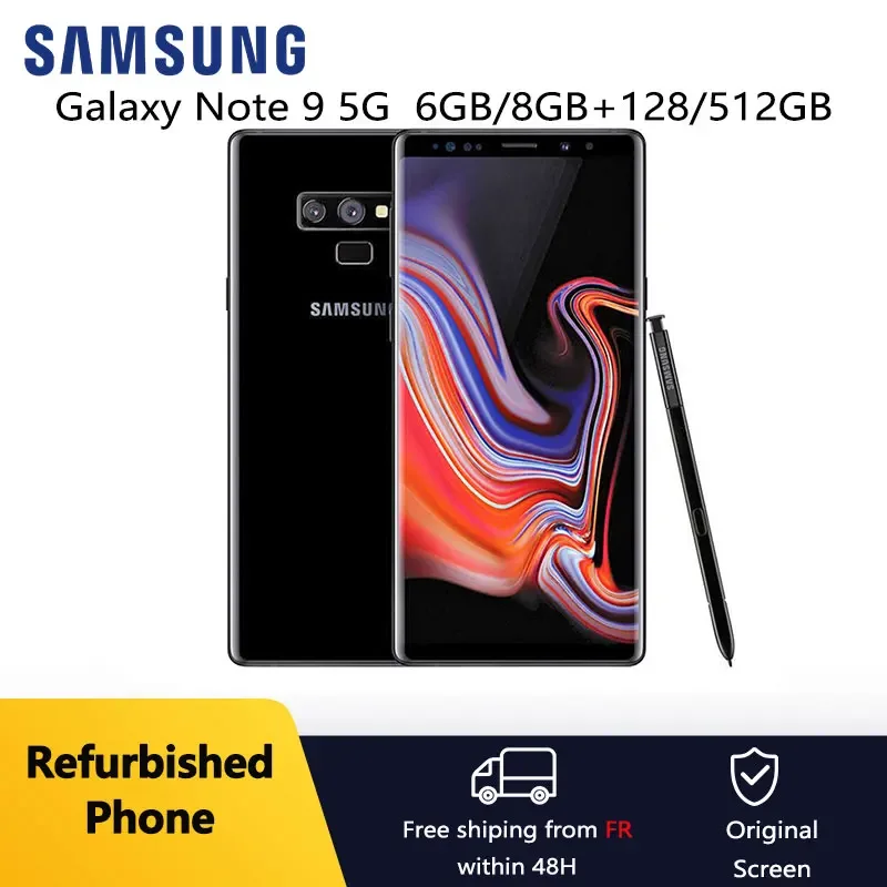 هاتف Samsung Galaxy Note 9 Note 9 المجدد 6/8GB+128/512GB ثماني النواة 6.4 بوصة NFC Snapdragon الأصلي 4G LTE Android