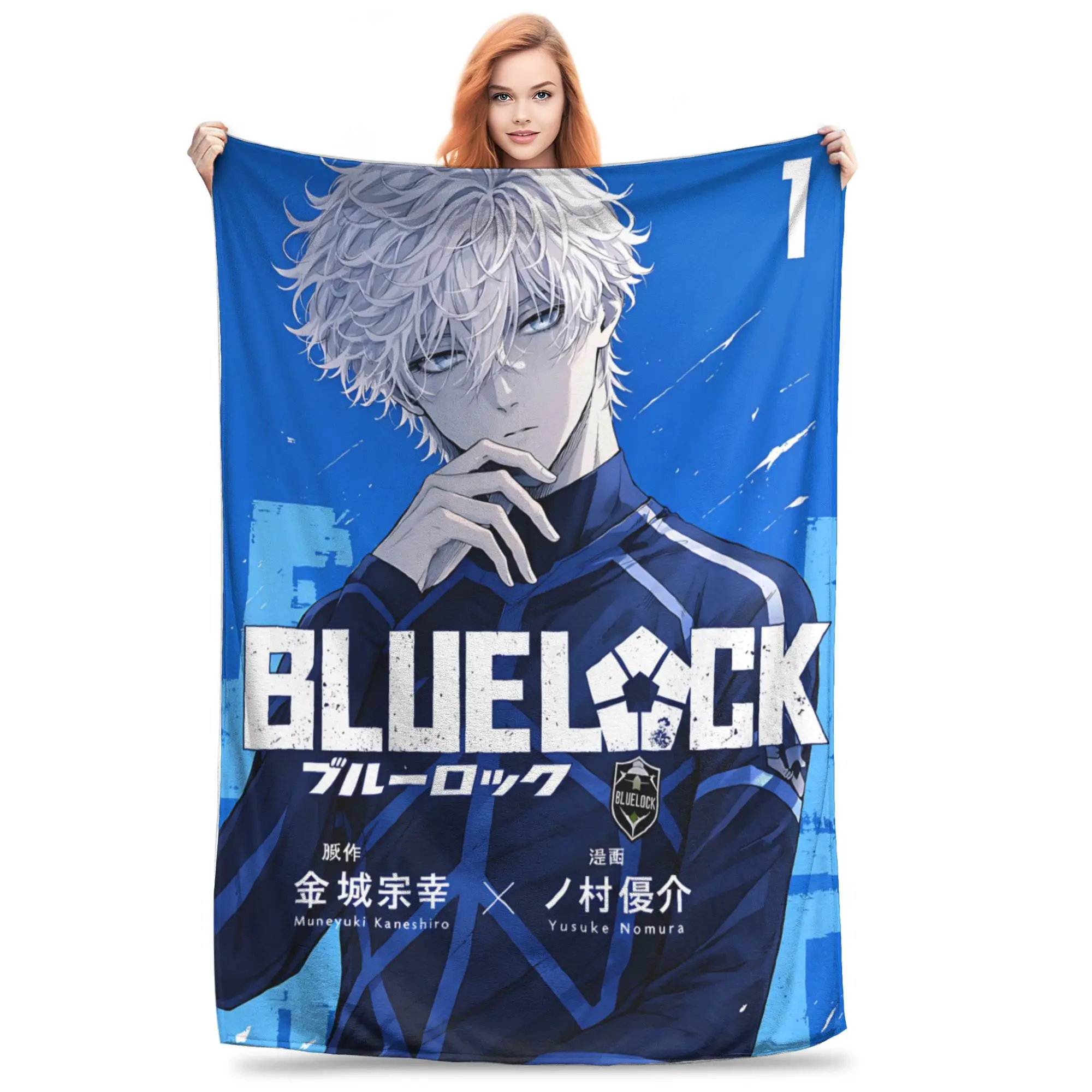 1PC home Christmas Room Decor Blue Lock Football Anime Blanket Throw Blanket  Novelty Warm Blanket All Season
