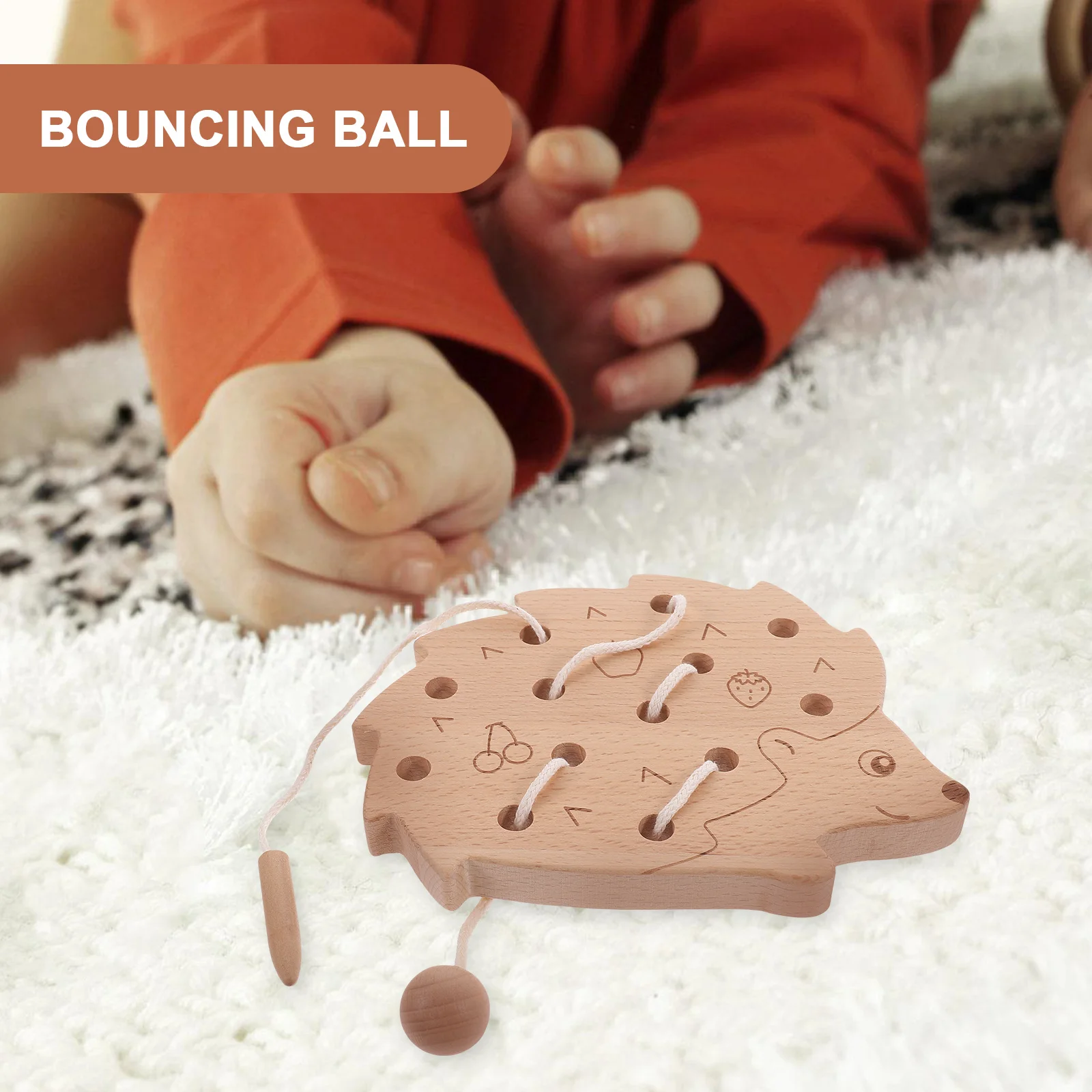 1 Set Holzfädeln für Kleinkinder, pädagogisches Puzzlespiel, Kinder-Holzspielzeug, kognitives Cartoon-Schnürbrett