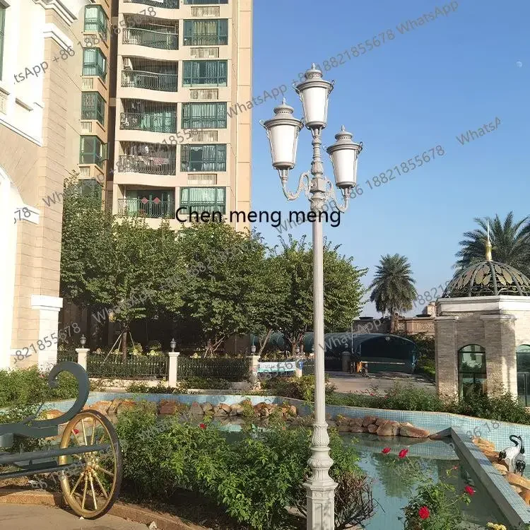 G153 ضوء حديقة أوروبي ثلاثي الرؤوس LED إضاءة خارجية فيلا مجتمع حديقة شارع المدرج في الهواء الطلق #3