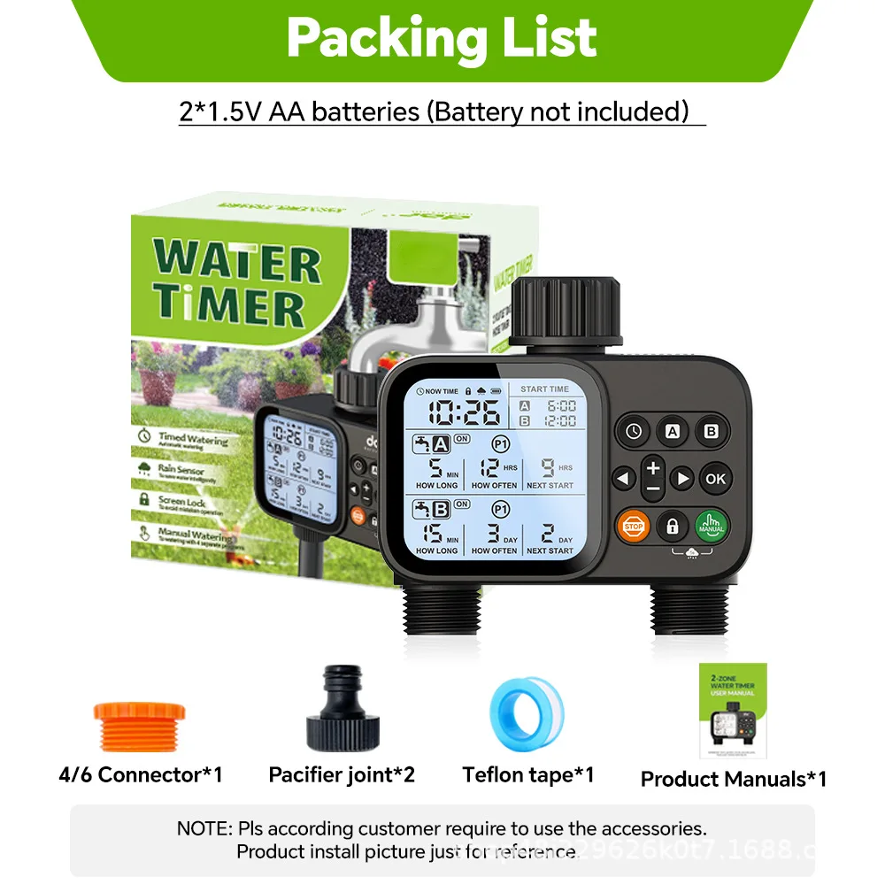Dual‑outlet Irrigation‑control Tool, Timing Apparatus for Smart Auto Watering Orchard Lawn Sprinkler Irrigation Monitoring view 5