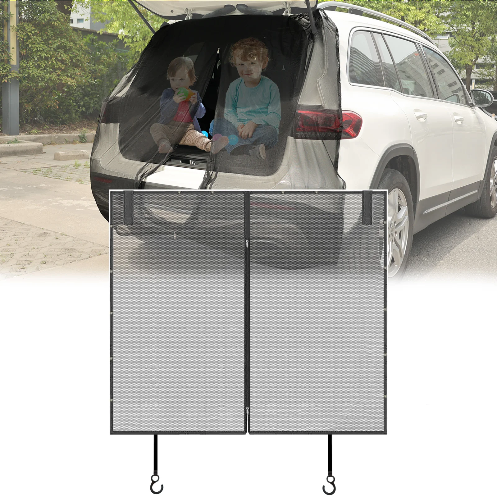 

Car Tailgate Mesh Screen for SUV Camping 69x59 Inch Tailgate Mesh Screen with Magnetic Attachment Camping Mosquito Accessories