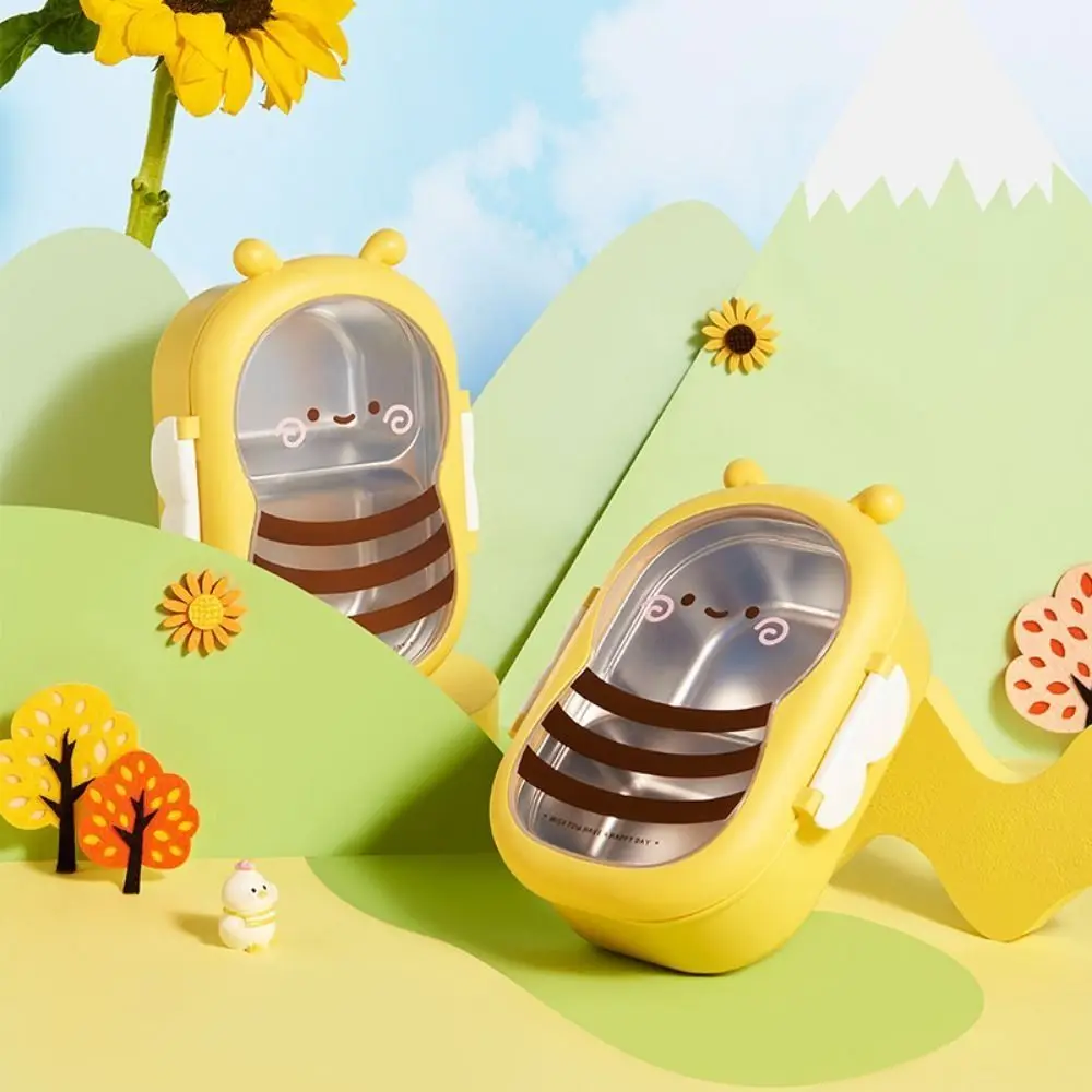 

Portable Portable Divides Lunch Box Cute Stainless Steel Food Container BPA-Free 2 Compartment Breakfast Boxes Outdoor