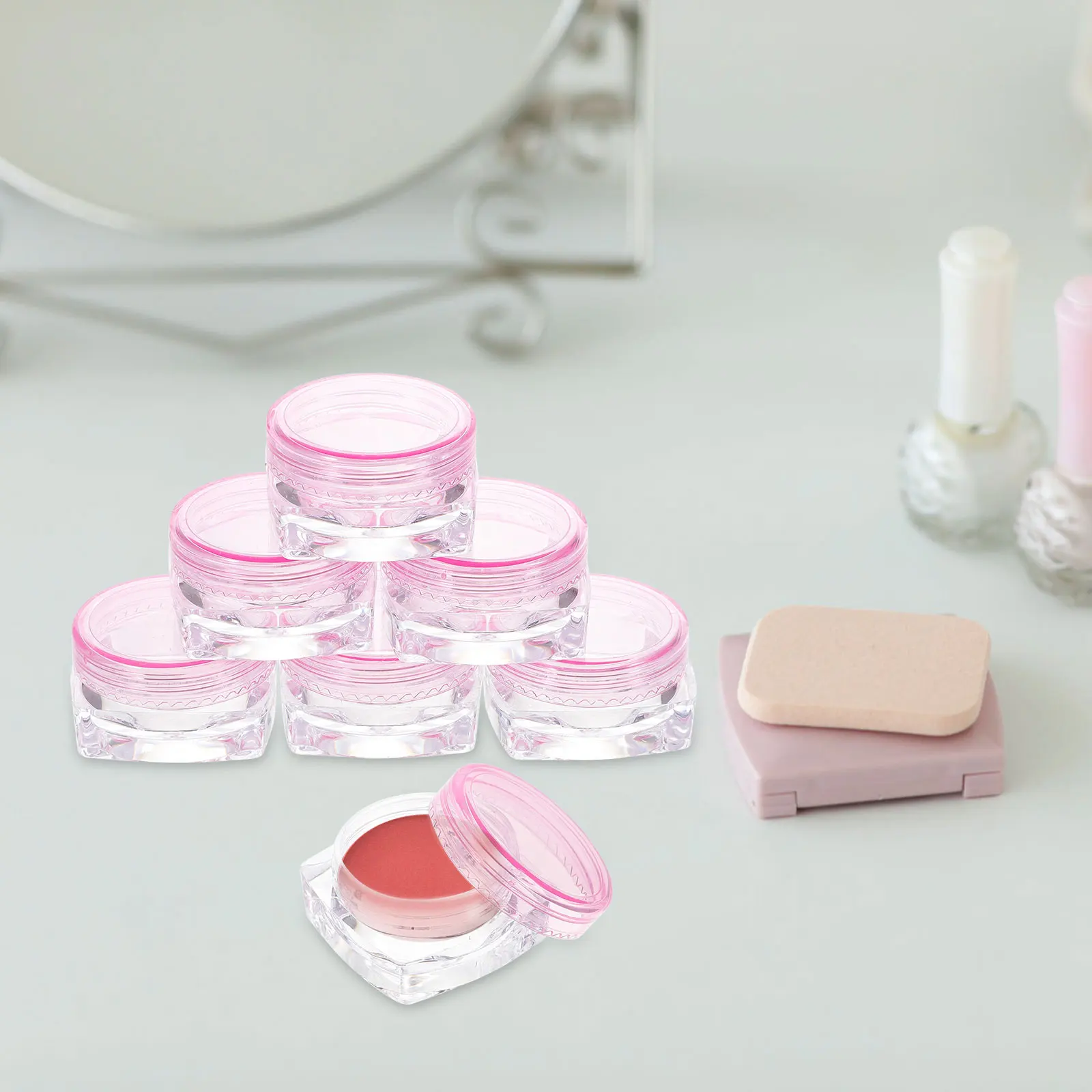 

12pcs Square Bottom Cream Boxes Lightweight Travel Containers Airtight Storage Jars for Cosmetics Lotions Moisturizers Empty