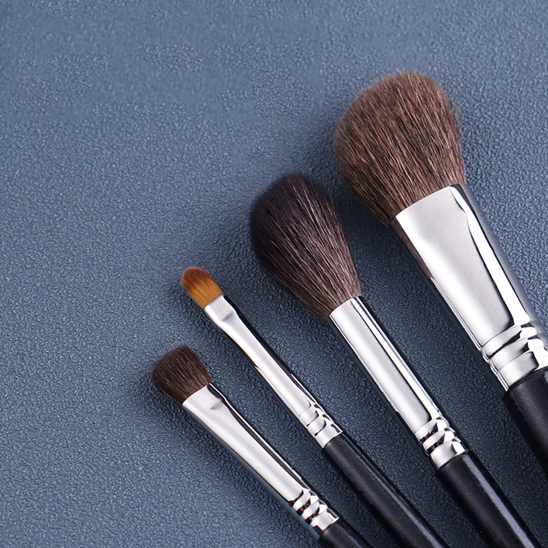 Natural Hair Synthetic Hair Aluminium Tube Solid Wood Handle 12Pcs Milky Way Series Makeup Brush Set Factory Spot Sale
