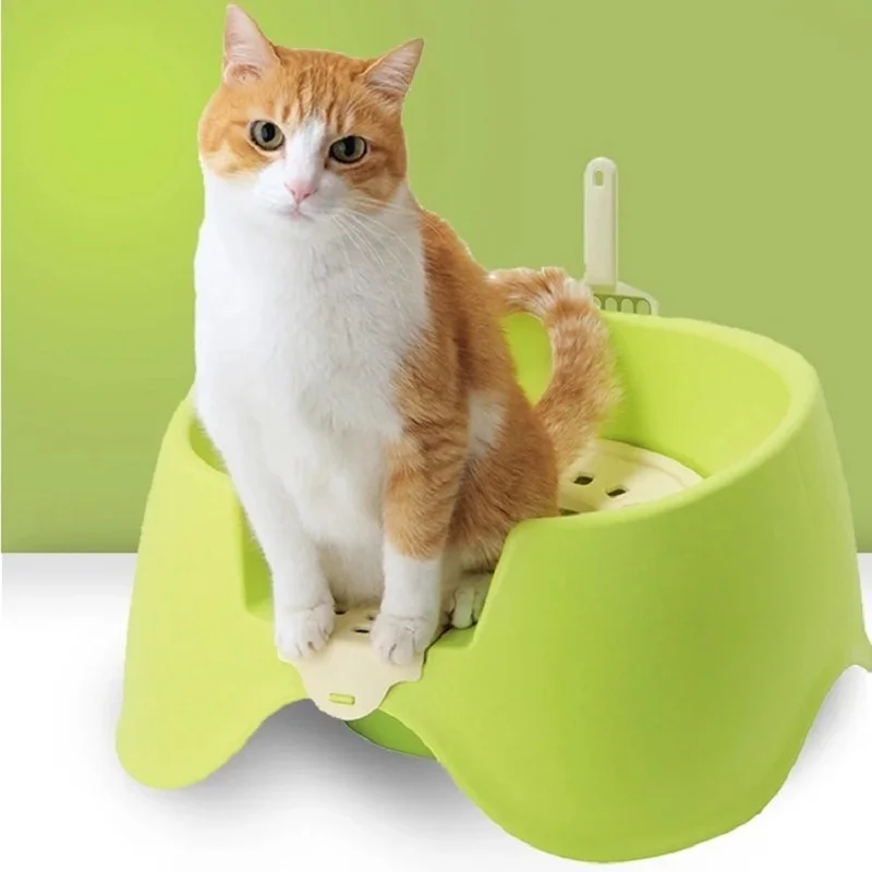 Pet Squatting Cat Litter Box Semi-enclosed Cat Toilet Double-deck Toilet-type Clean  Sanitary Toilet-type Toilet Dropshipping