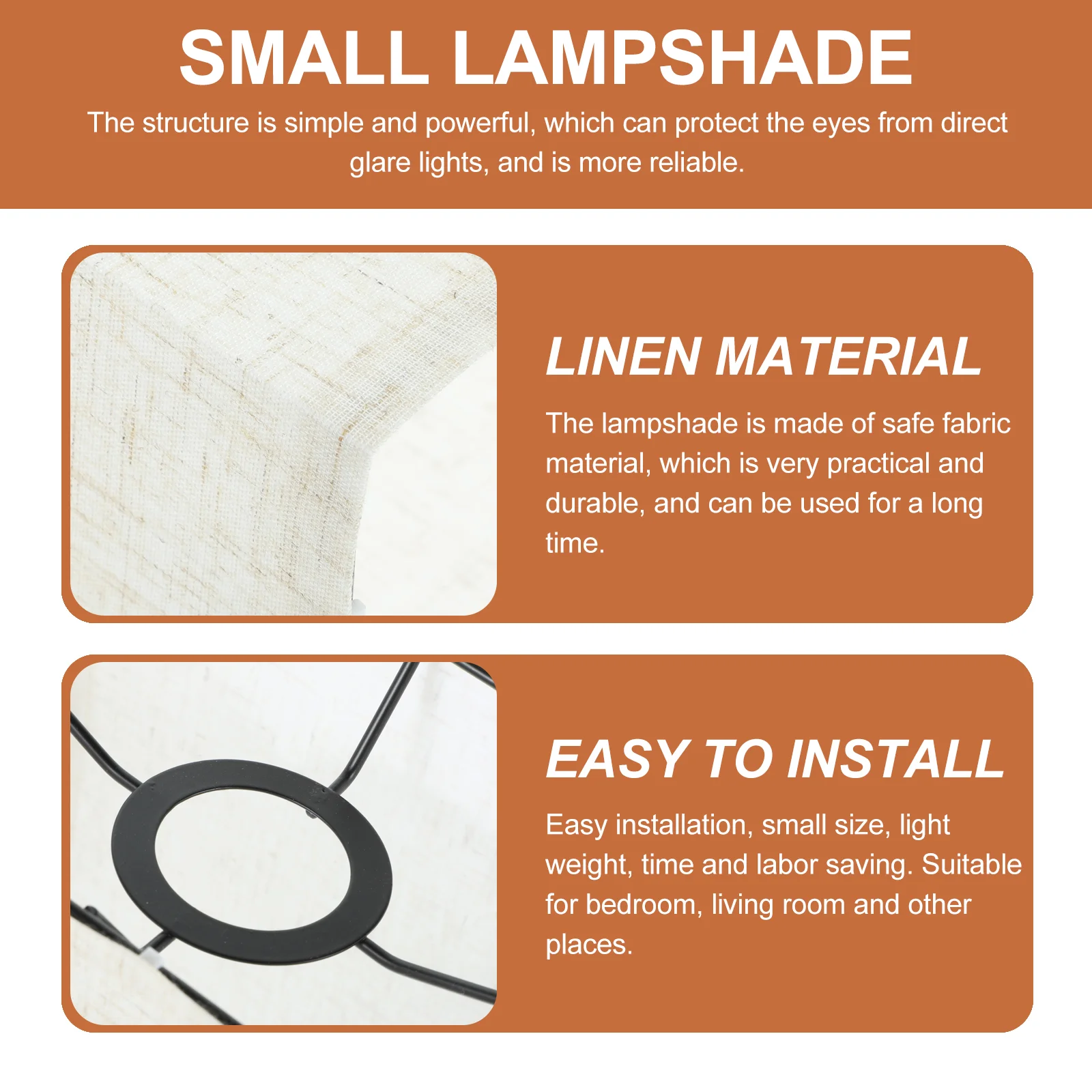 Linen Lampshade for Wall Accessory Cloth White Nightstand Bedside Table Retro Barrel Light Bulb