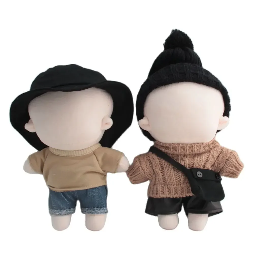 20cm Idol Doll Plush Clothing Accessories For 20cm Toy Doll Accessories Khaki Coffee Color Sweater Pants Children DIY Gift