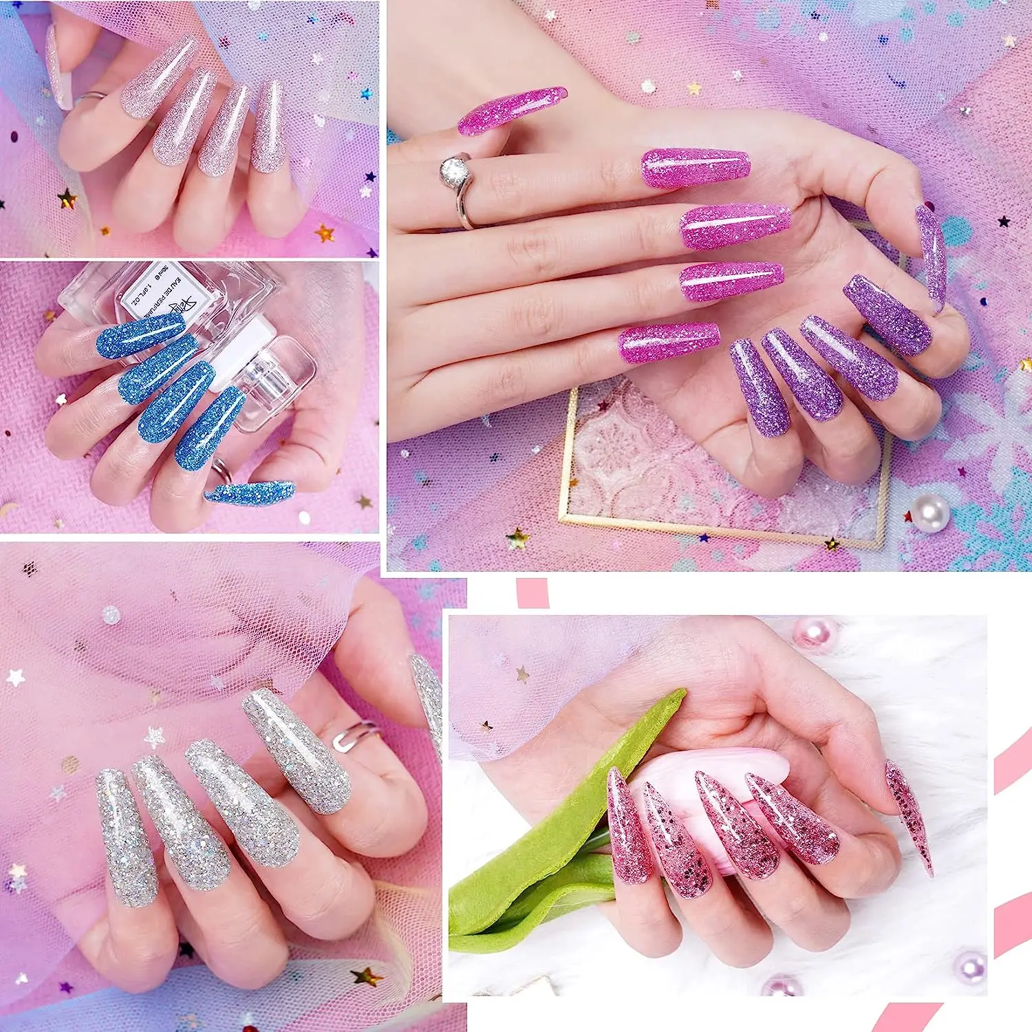 Zilveren holografisch - Craft Nail Glitter - 2oz Glitter Mix Chunky Glitter Bulk Kleuren in Shaker, Nail Glitter Decoratie