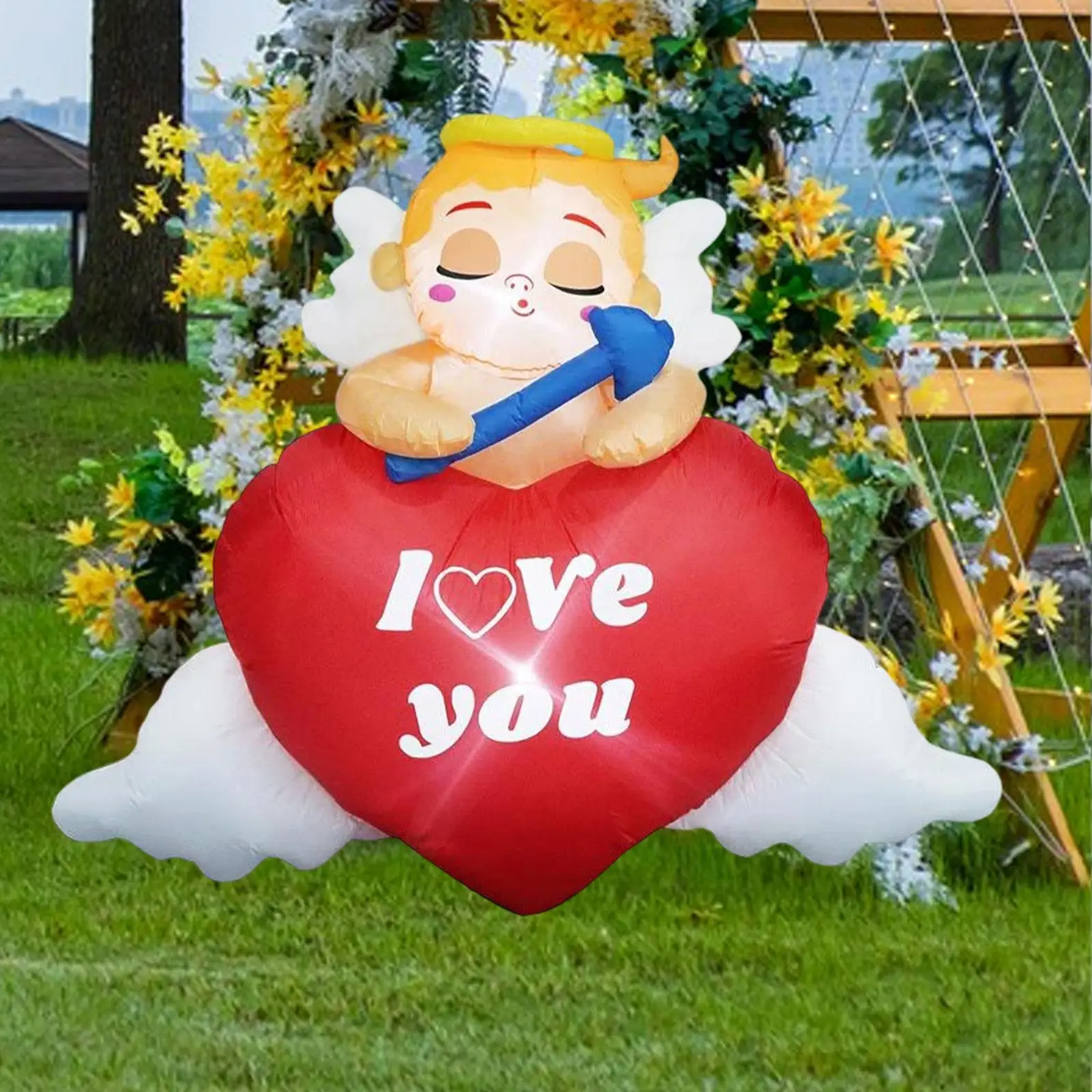 

5 футов надувные лодки на день Святого Валентина, праздничный декор Cupido с подсветкой, сердце любви для юбилея, свадьбы, предложение, садовая вечеринка