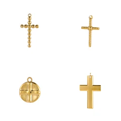 CARLIDANA Simple Mirror Polished Cross Necklace Pendant Charm Gold Plated Stainless Steel Small Cross Pendant For Jewelry Making