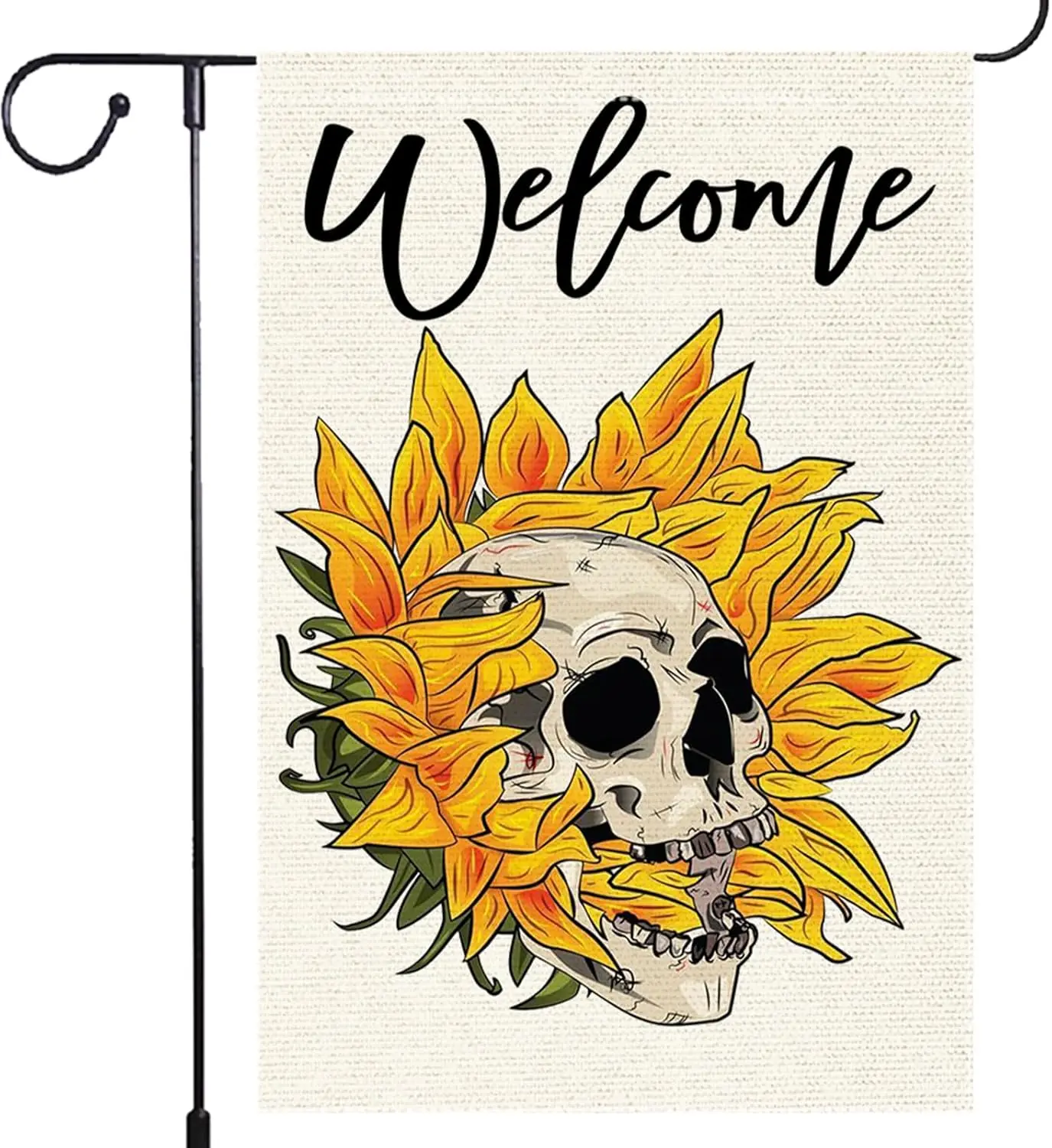 Welcome Skull Flags Sunflowers garden flag 12x18 inch Double Sided Small Burlap Home Outdoor Yard Lawn Patio spring Summer G yyi