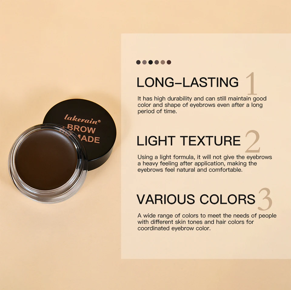 6 farben Matte Schwarz Wilde Augenbraue Creme 3D Natürliche Farbton Augenbraue Enhancer Gel Wachs Wasserdicht Langlebige Augen Make-Up Kosmetische werkzeug – Detail 3