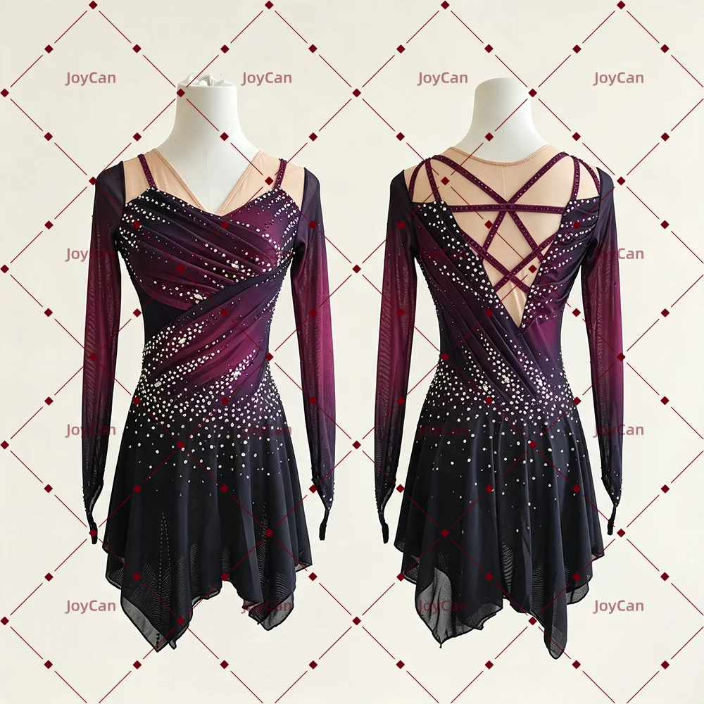 JoyCan Ice Figure  Skating  Dress Girls Optional colors Spandex Stretchy Mesh Competition Dance Wear Customized  JC878
