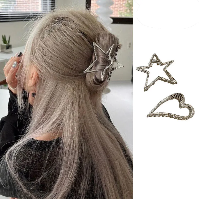 2023 Y2K Star Hair Claw Clip For Women Gold Metal Hairpins Girl Heart Hairclip Trendy Cool Stars Clips Party Hair Accessories