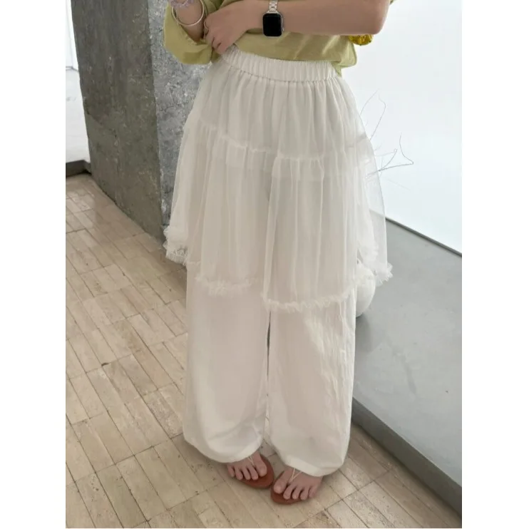 

Летние повседневные брюки 2026 года в корейском стиле: свободные, простые, с сетчатыми вставками, с высокой талией, широкие штанины, из других материалов