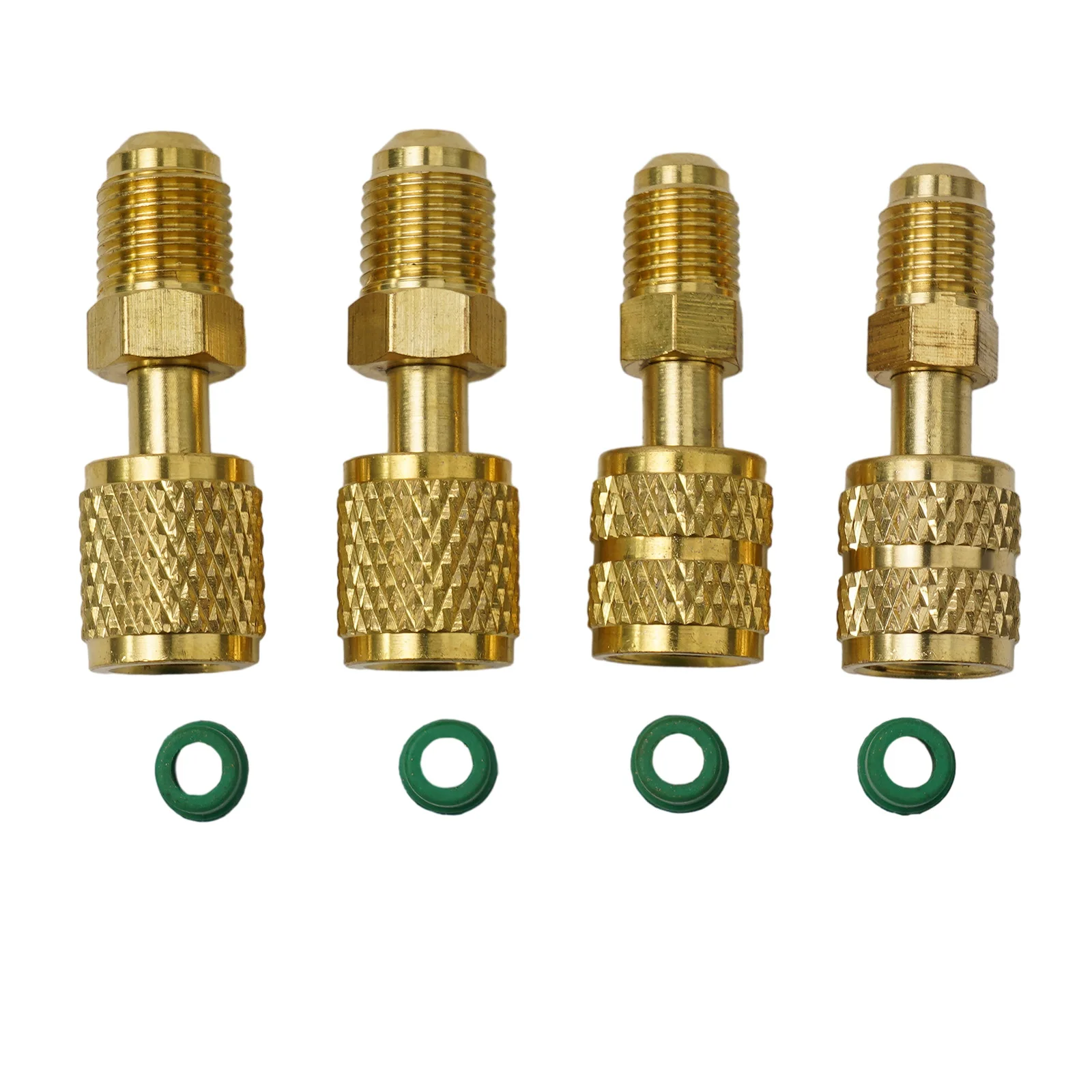 Brass Coupler Kit: 2 pcs 5/16 SAE F to 1/4 SAE M Flare and 2 pcs 5/16 SAE M to 1/4 SAE F Flare for R410a Systems