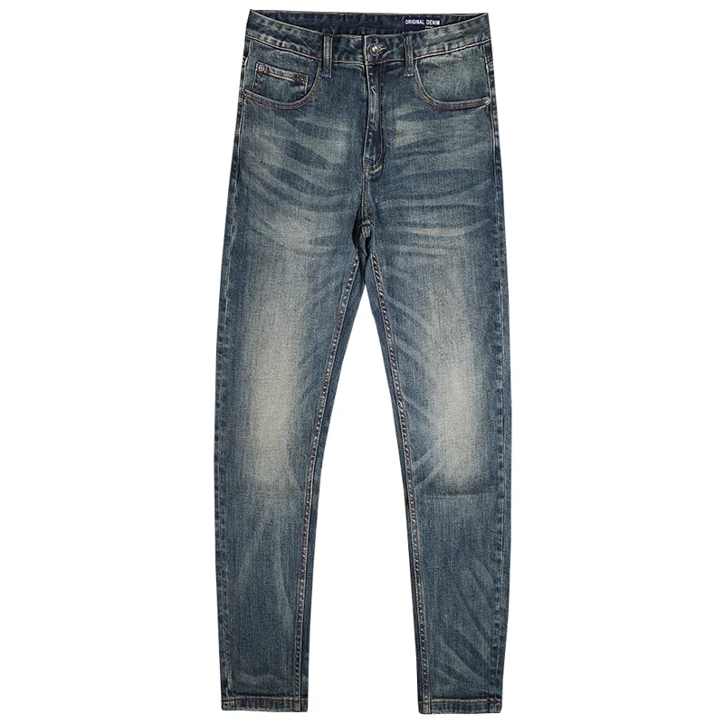 Fashion Designer Men Jeans High Quality Retro Blue Stretch Slim Fit Ripped Jeans Men Trousers Vintage Casual Denim Pants Hombre