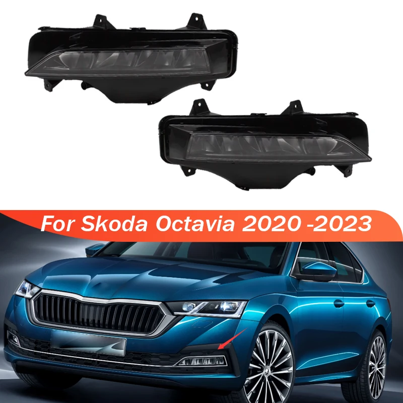 For Skoda Octavia 2020 2021 2022 2023 Front Bumper Fog Light LED Daytime Running Lamp Signal Light Fog Lamp 5E3941699 5E3941700