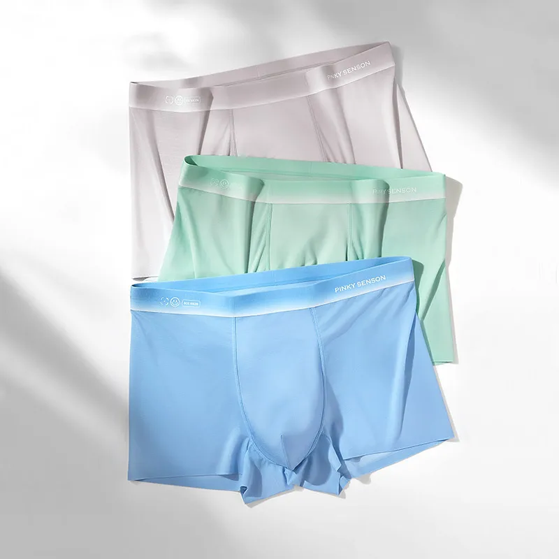 

Новые тонкие бесшовные летние удобные дышащие мужские боксеры из ледяного шелка 5033