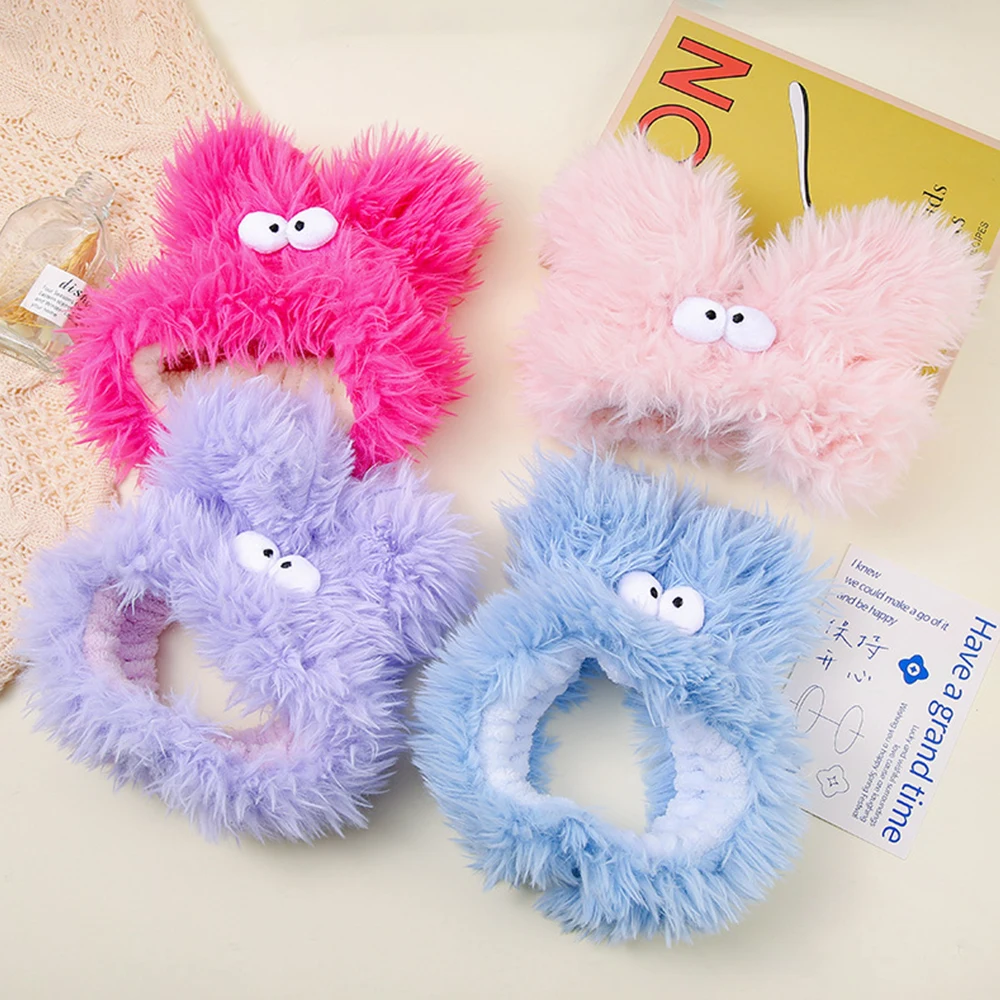 Funny Cute Explosive Hair Plush Face Wash Hair Band Female Cartoon Facial Mask Special Headband Makeup Hair Accessories Soft