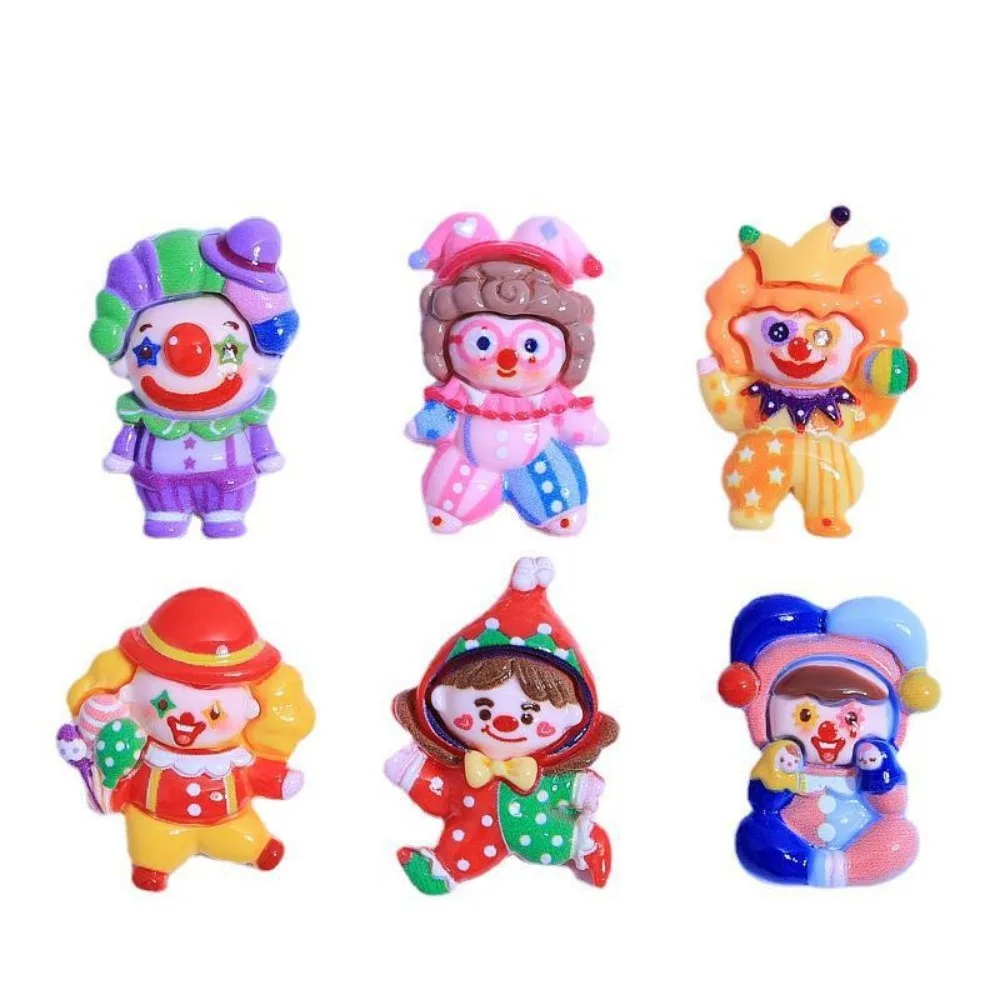 10Pcs Kawii resin Clown Series Miniature Flat Back Cabochons For Hairpin Scrapbooking DIY Home Decor Craft Accessories