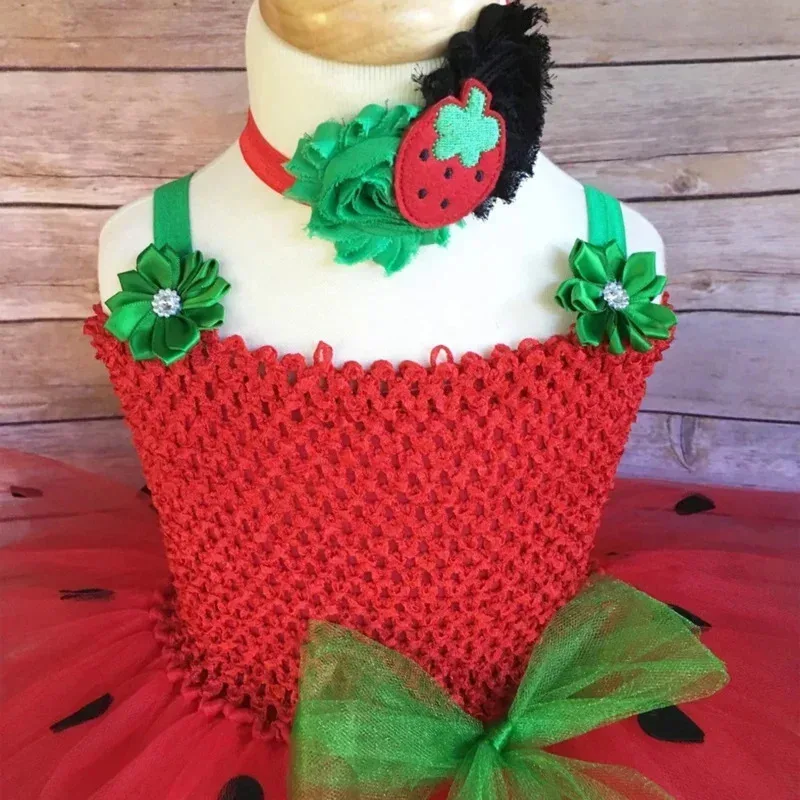 AA wat 아기 여자아이 딸기 코스튬 유아 생일 파티 튜튜 드레스 할로윈 의상 유아 여아 과일 옷 New2025 신상품