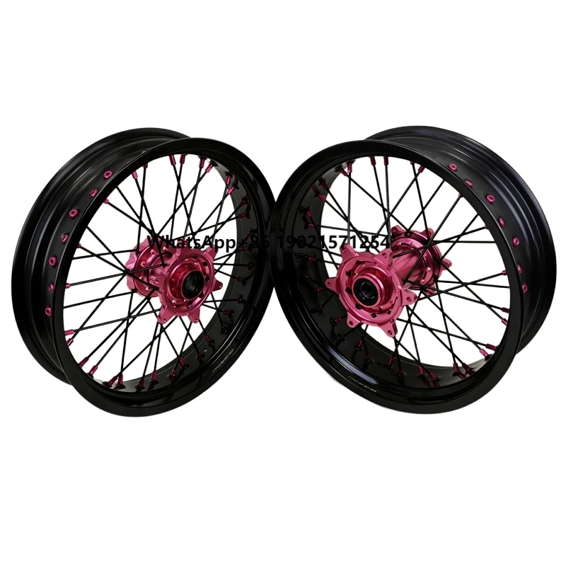 

Pink Hubs Fit EXC 17 Wheel Set Super Motorcycle Motard Dirt Bike Anodized Parts
