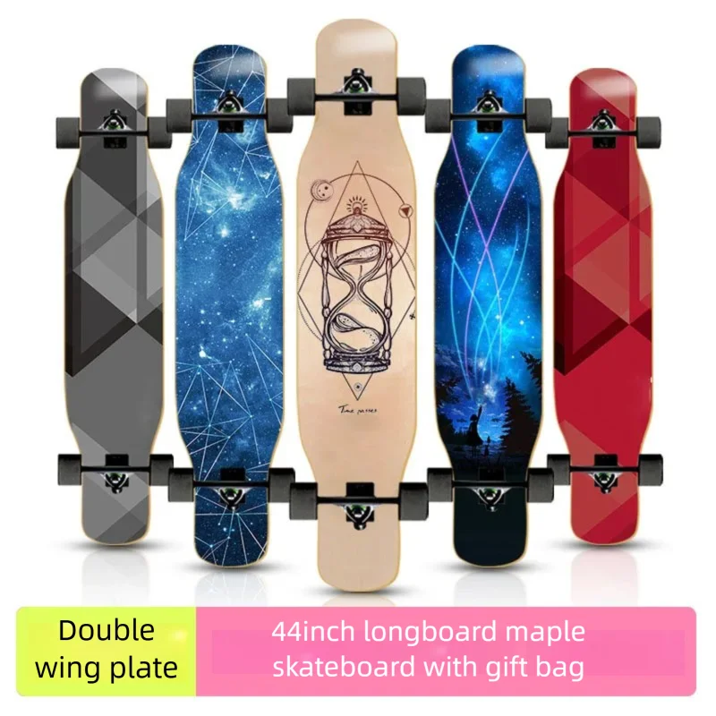longboard-de-44-pouces-pour-debutants-hommes-femmes-adultes-planche-de-danse-professionnelle-double-kick-planche-a-quatre-roues-en-bois-d'erable-pour-jeunes