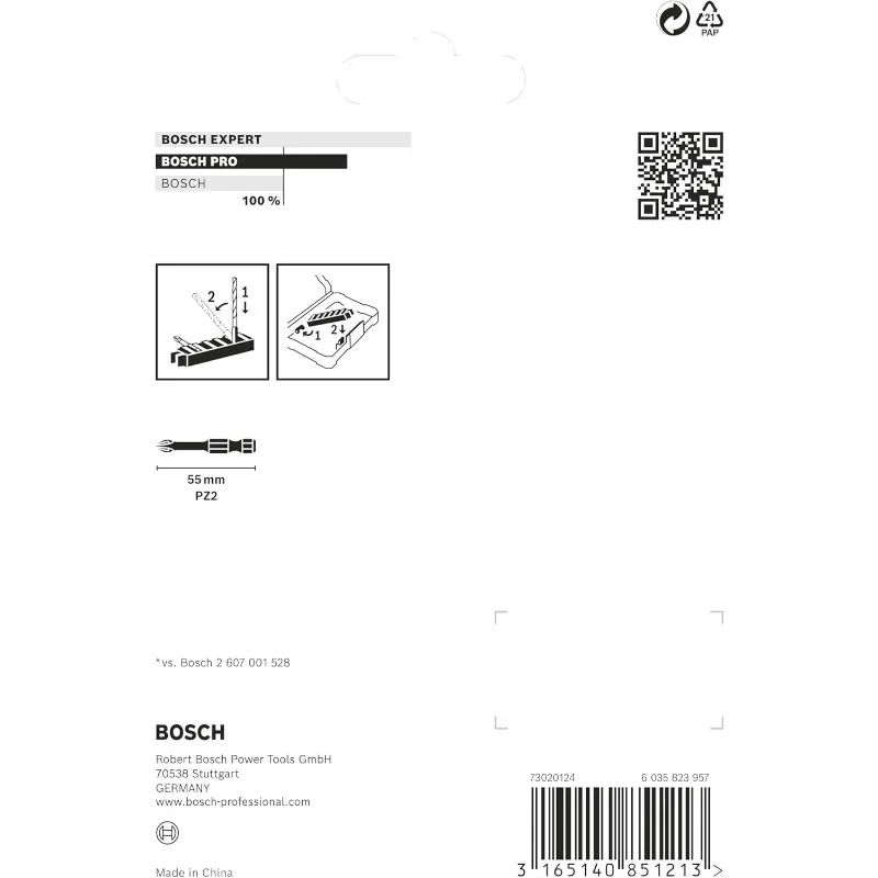 BOSCH 2608522331 Professional 8pcs Screwdriver Bit Set With Impact Control PZ2 Bits Impact Drill Accessory Bosch Accessories