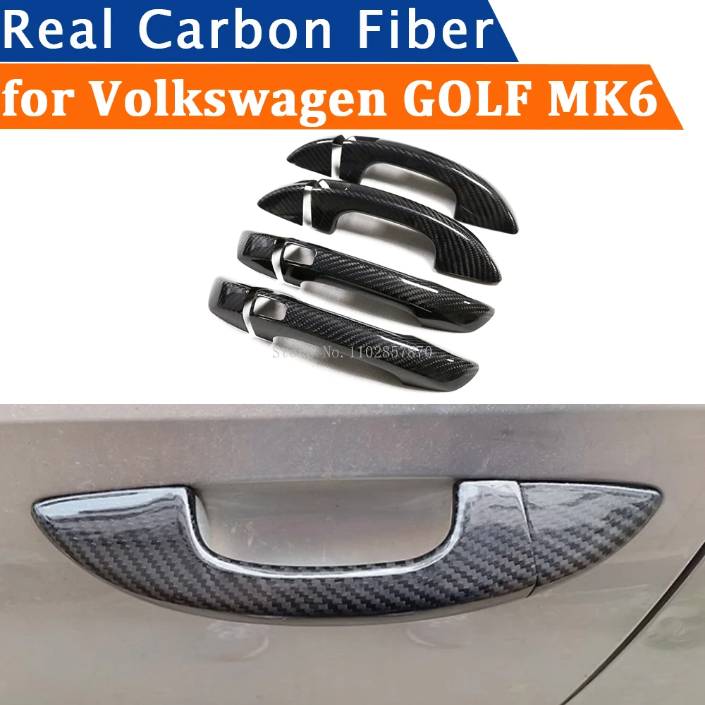 

For Volkswagen GOLF MK6 2008-2012 Accessories Real Carbon Fiber Door Handle Cover Frame Sticker Exterior Trim Bodykit